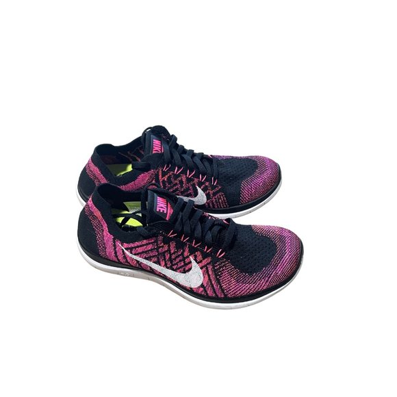 Nike Free 4.0 Flyknit Black and Pink - Size 6.5 - Picture 1 of 5